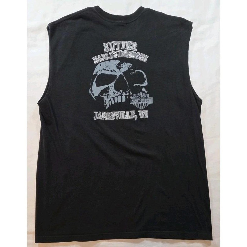 Kutter Harley-Davidson Janesville WI Graphic Pocket Tank Top Mens XL Black